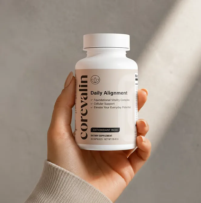 Bottle of Corevalin daily food supplement capsules